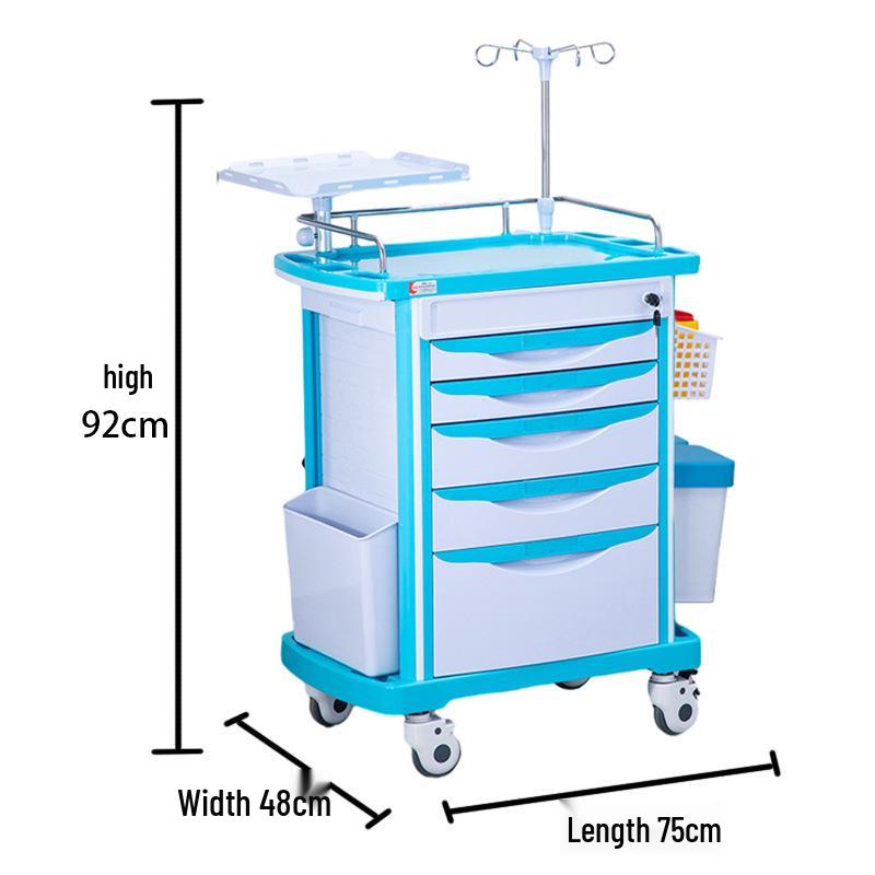 ABS Multifunctional Anesthesia and Infusion Emergency Cart with Five Drawers