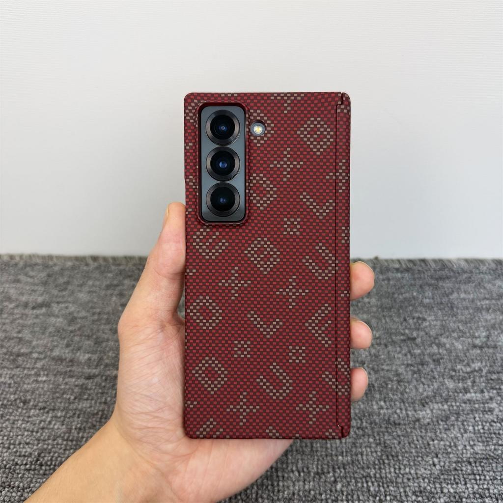 Applicable To Samsung Zfold1 Mobile Phone Case Kevlar Pattern W11 Double Central Axis FOLD1 Light and Thin Pc Anti-drop Hard Case