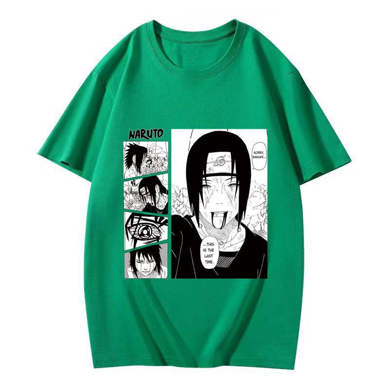 Japanese Anime Naruto Uchiha Itachi Print T-Shirt Cotton Short Sleeve Unisex Couple Streetwear Tops S