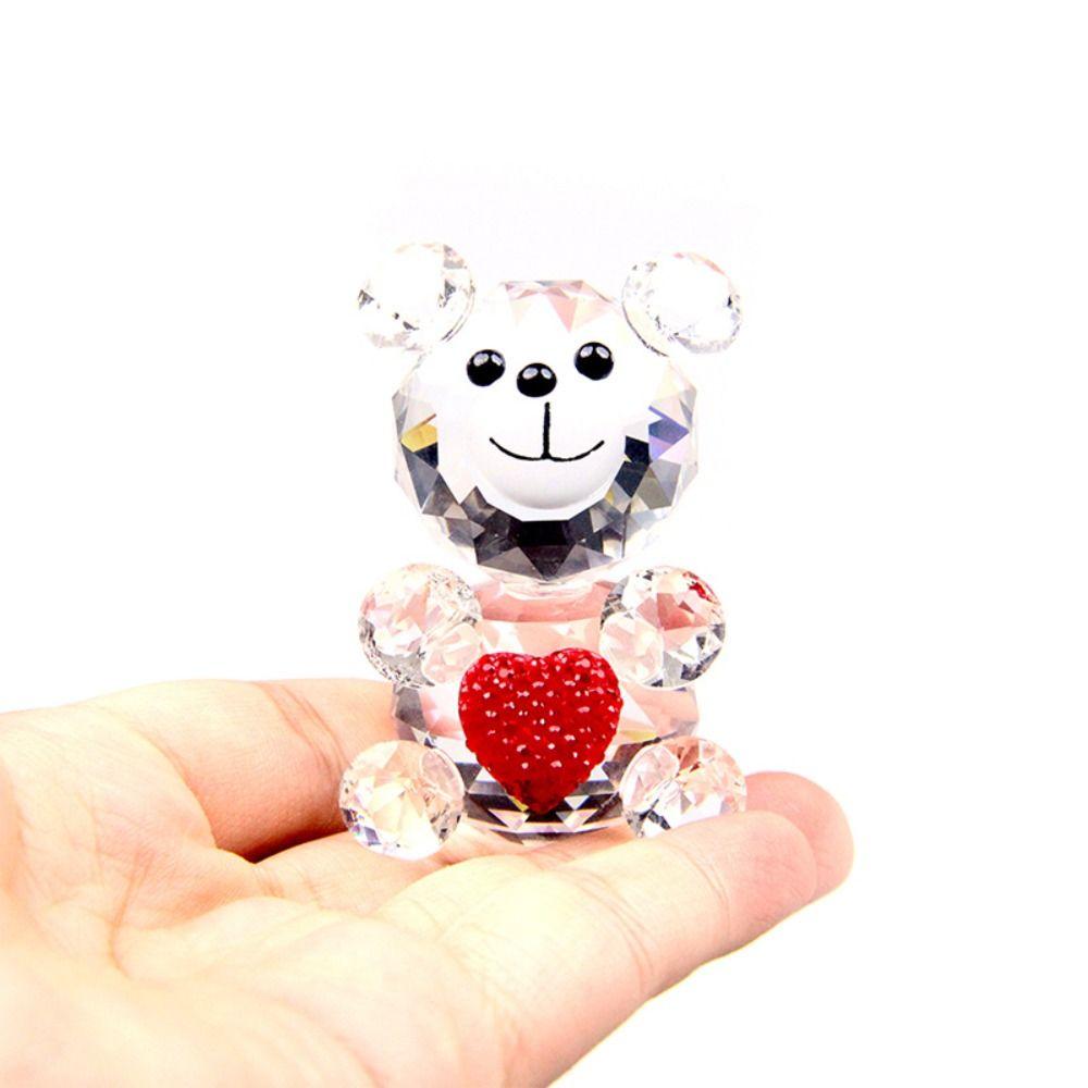 Artificial Crystal Bear Love Heart Heart-shaped Bear Bear Ornament Bear Figurines  Table Ornament