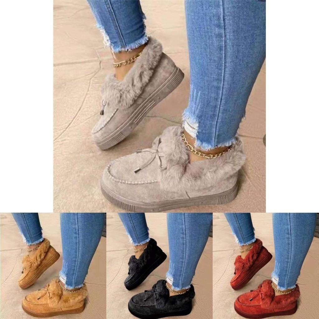 Cozy Plush Snow Shoes Women's Winter Thick Soled Round Head Slippers