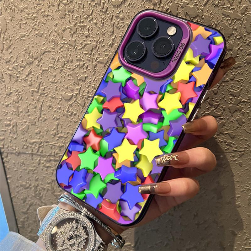 Barevný hvězdný matný laserový kryt na telefon pro iPhone 15 16 Pro Max pouzdro iPhone 14 13 12 11 XS X XR 7 Plus 16E Nárazuvzdorný kryt s nárazníkem