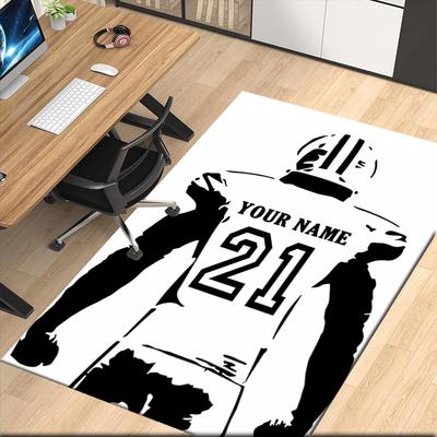 Custom Name American Football Printed Carpet, for Office Chair Living Room Bedroom Kitchen Room Decor Gifts.