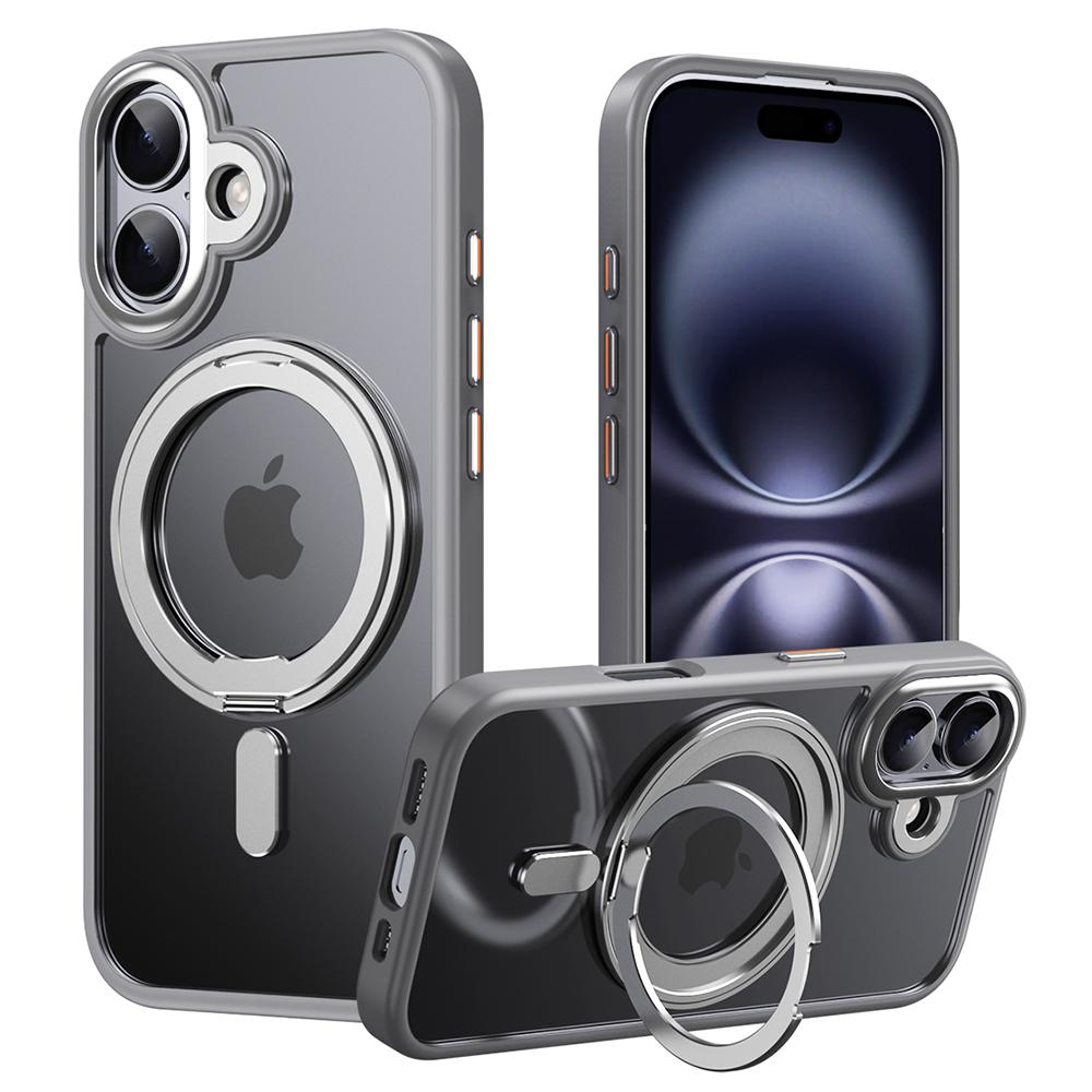 For iPhone 17 Case Compatible with MagSafe TPU+Acrylic+Metal Kickstand Matte Phone Cover