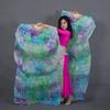 1pair/2pcs Real Silk Belly Dance Veil Fans Bamboo Handmade  Tie-dye 150cm/180cm Performance Long Fan BellyDance Fan Veil