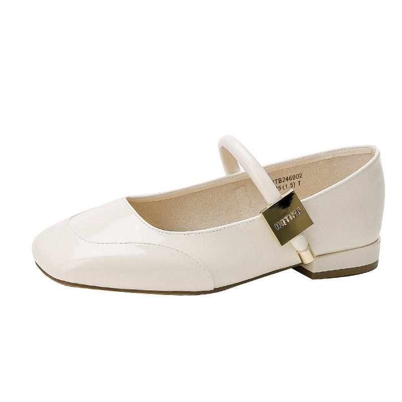 Fashion Women's Mary Jane Shoes Shiny Patent Leather Buckled Strap Comfortable Flat Fashion Casual Flats