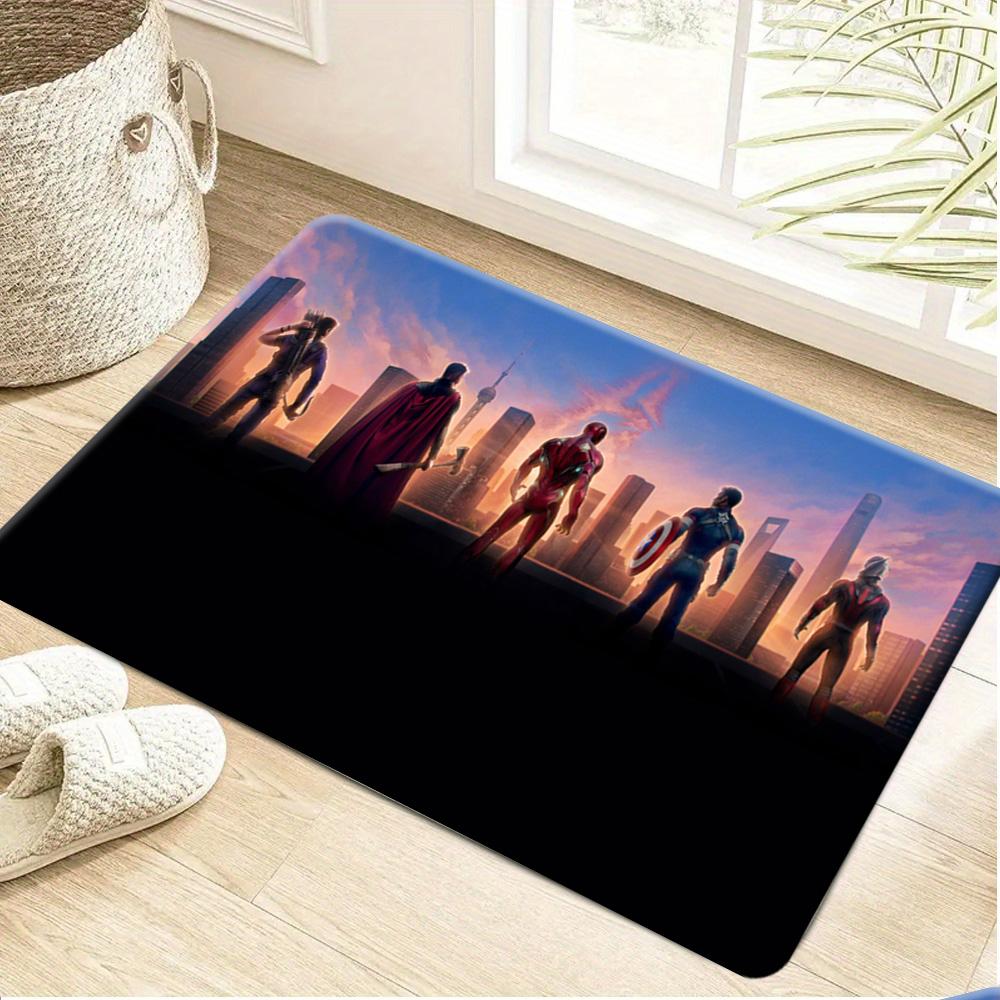1pc Deadpool Pattern Fleece Doormat | Polyester, Machine Washable, Ideal for Living Room, Bedroom Decor, Adds Practicality and