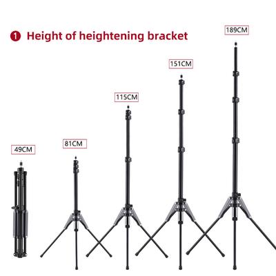 Suporte Tripé Ajustável 189cm 74.4in Suporte de Luz de Vídeo Material Liga de Alumínio 3 seções Ajustável 5kg 11lbs Carga