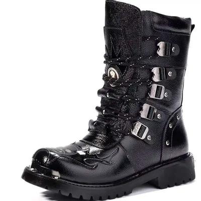 Botas de Motocicleta para Hombre Moda Punk Rock Zapatos de Hombre Negro Caña Alta Botas Tácticas Bota Casual para Hombre Zapatos con Punta de Acero Zapatos de Seguridad para Hombre