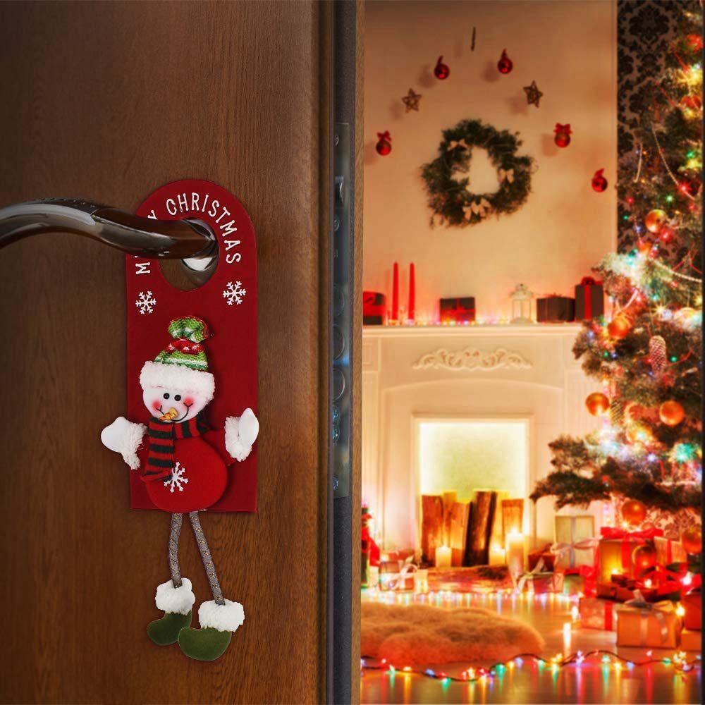 Xmas Cute Snowman Doorknob Hanger Hanging Pendant Christmas Ornament Door Decor