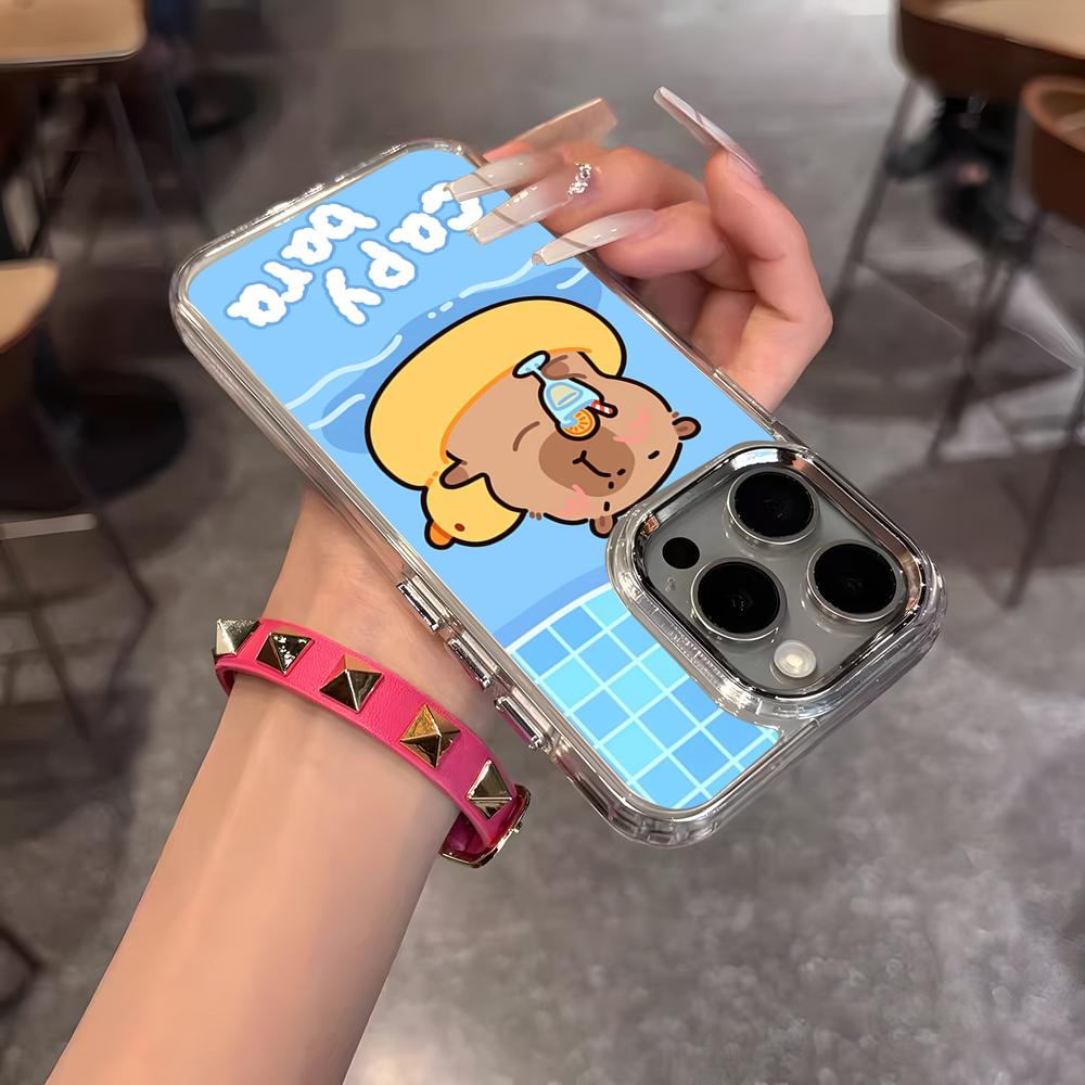 Cute Animal Capibara Phone Case For IPhone 17 Air 16 15 14 13 12 11 Pro Pro Max Plus Transparent Soft Cover