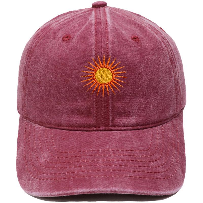Radiant sun embroidery soft top retro dad hat bohemian outdoor outing men's and women's sunshade cap