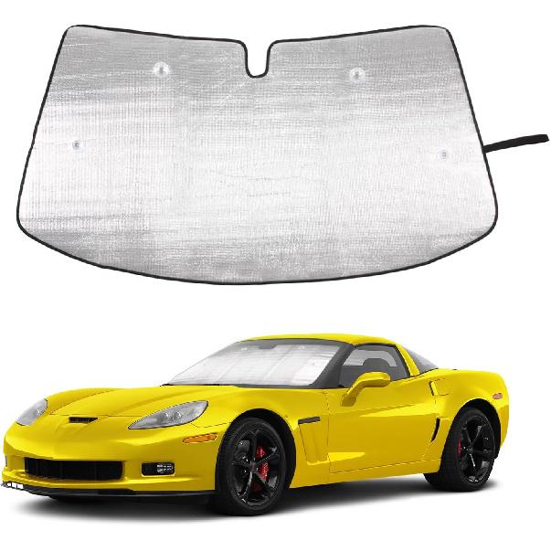 

Windshield Sunshade for Chevrolet Corvette C6 2005-2013, Front Window Sun Shade, Foldable Reflective Sun Visor, Screen Shield Cover UV Blocker