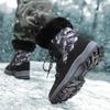 Women Winter Plus Velvet Camouflage Snow Boots Casual PU Canvas Lace Up Warm Outdoor Cotton Shoes Large High Top Thick Anti Slip Shoe