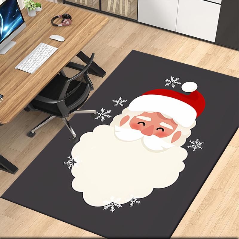 Christmas Santa Claus Printed Carpet, for Office Chair Living Room Bedroom Kitchen Room Decor Gifts.