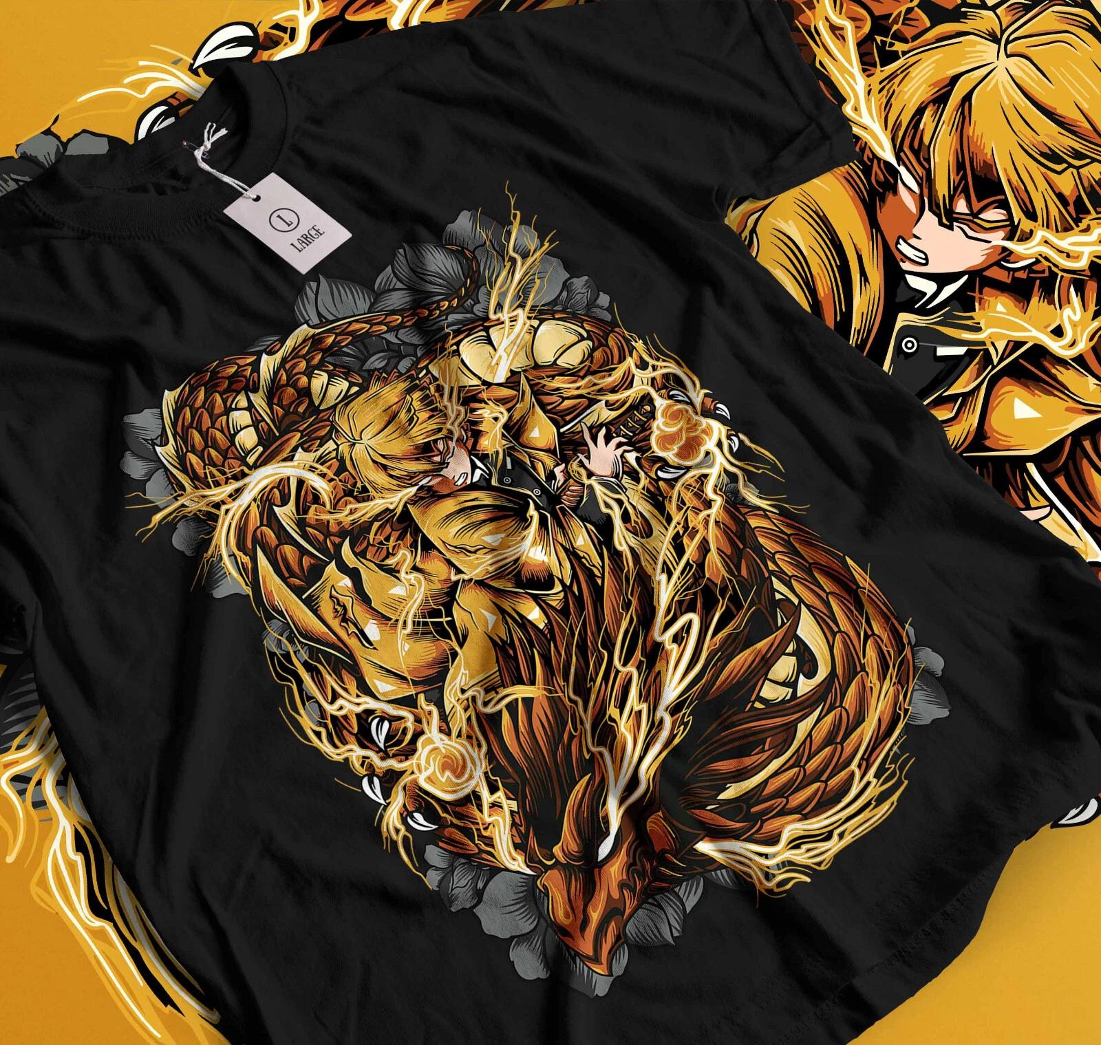 

MENS WOMENS Zenitsu T-Shirt Demon Slayer Kimetsu No Yaiba Tshirt Nezuko Tanjiro Anime 090 2XL