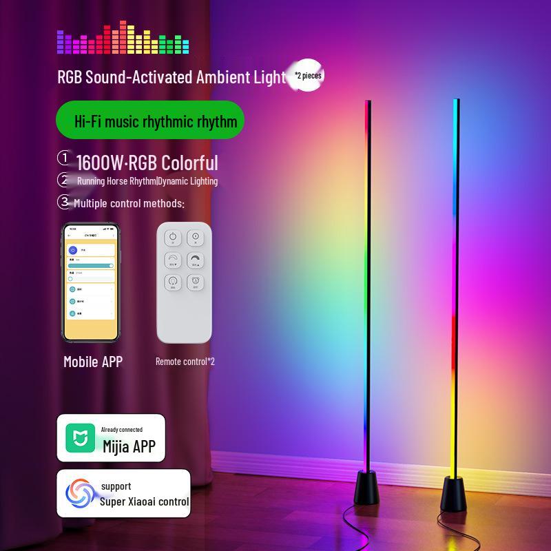Smart Floor Lamp with Music Rhythm Speaker for E-sports and Bedroom Mood Lighting