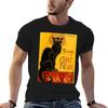 Vintage Le Chat Noir T-Shirt All Match Basic Kurzarm-Oberteil