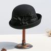 Women's Retro Wool Felt Bucket Hat - Elegant Folded Brim for Autumn/Winter