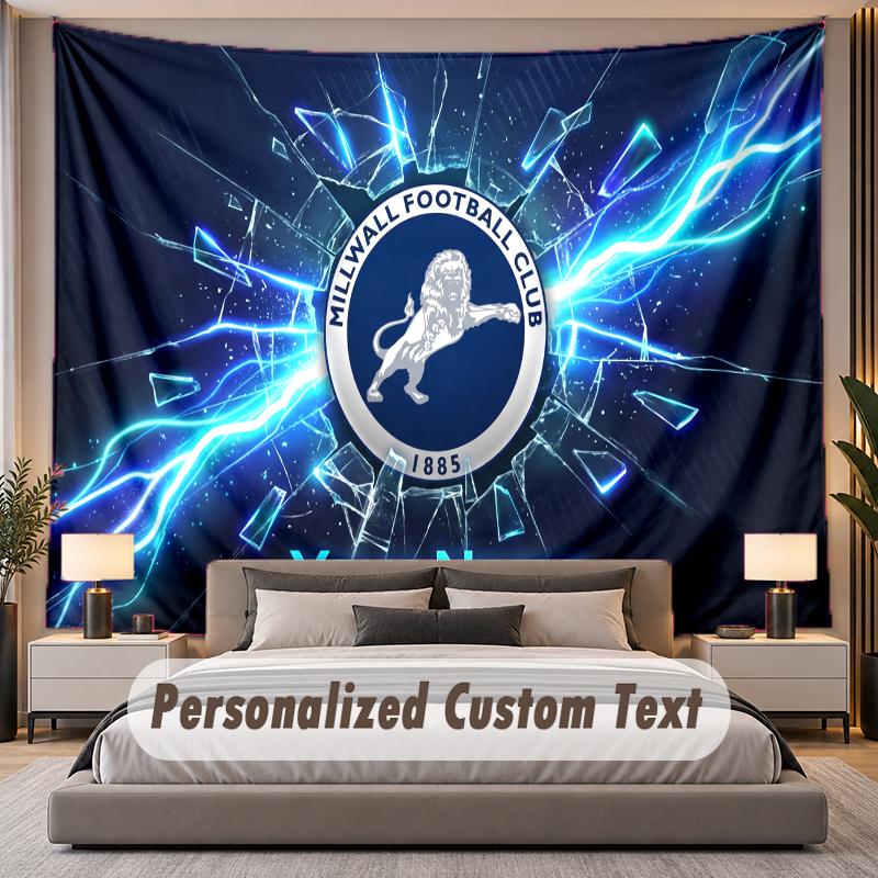 Custom Name Text Tapestry Millwall FC Personalized Polyester Wall Tapestry For Bedroom And Room