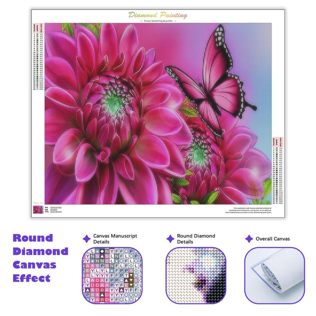 5D Diamond Painting Flower Embroidery Cross Stitch Kit Rose Full Round Diamond Handmade Pcture Of Rhinestone For Home Decors 30x40cm/12x16inch
