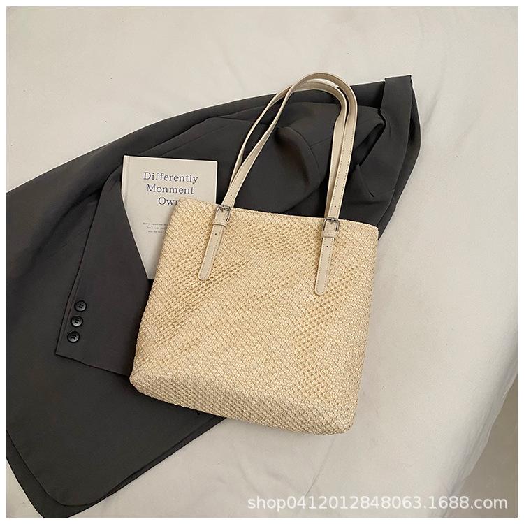 

Fashion bag women s 2025 new large-capacity bag summer portable personality casual simple straw weaving foreign style tote bag