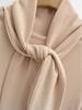 2026 Spring Korean Style Elegant Lace-up Faux Cashmere Long Sleeve Women's Top with Scarf