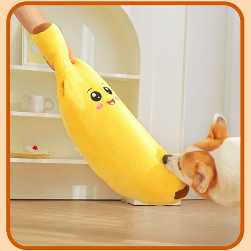 Engaging Noise Producing Banana Fabric Companion Long Banana Safe For Aggressive Chewers