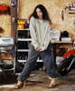 THEVINYLHOUSE Cut-Off Over Slub Hoodie Ls Tee (W) Khaki