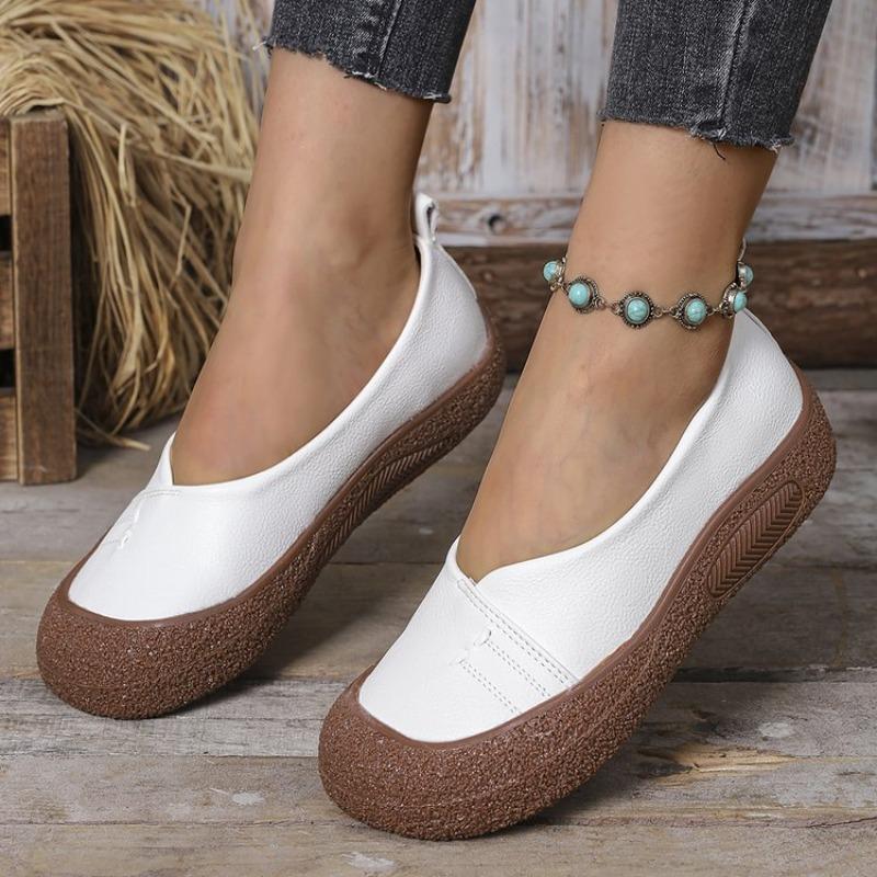 Fashion Top-Grain Soft Leather & Soft Sole, Anti-Slip & Wear-Resistant, Comfortable Flat Shallow Mouth Retro Casual Shoes