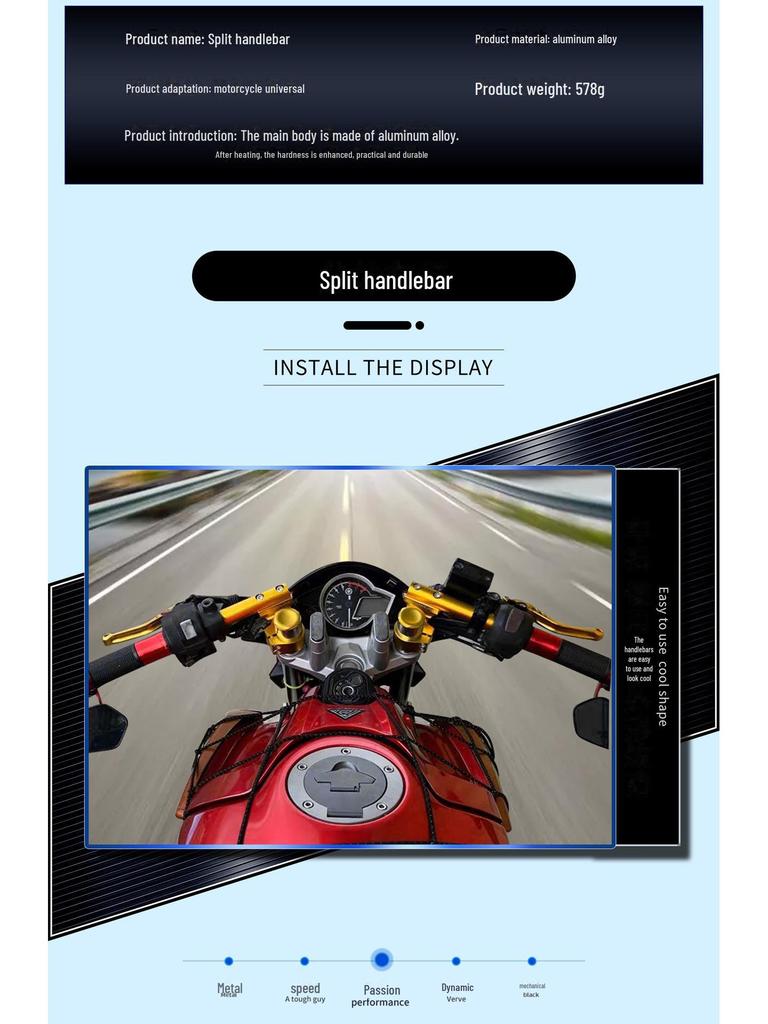 Aluminum Alloy CNC Modified Racing Motorcycle Split Handlebar