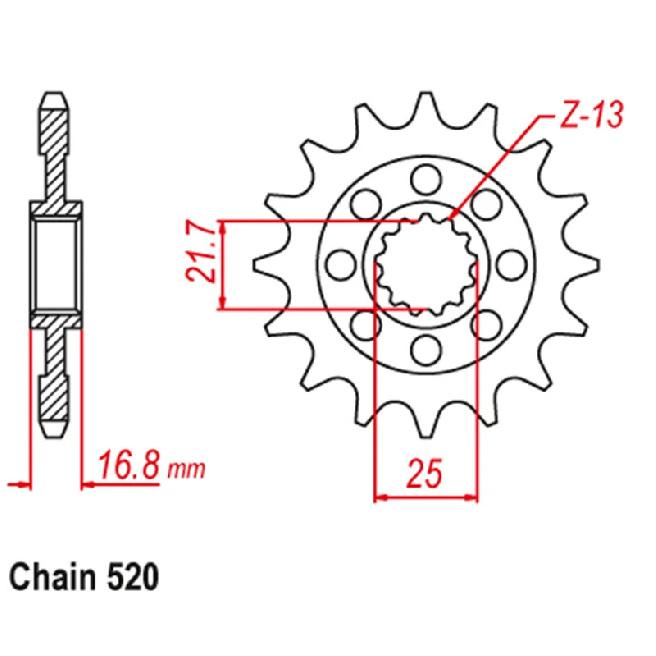For Honda NC750J Vultus 2015- NSS750 Forza - ADV750 X-adv 750 2017-2025 520 Motorcycle Front Sprocket