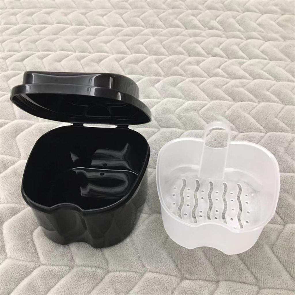 1Pc Denture Bath Box Organizer Dental False Teeth Storage Box with Hanging Net Container Cleaning Teeth Cases Artificial Tooth Boxes