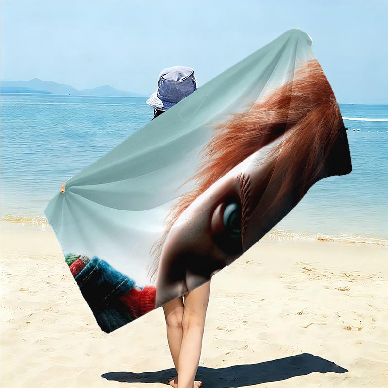 1Pc Horror Doll Device Beach Towel Microfiber Beach Towel Thin Absorbent For Beach Swimming Yoga Bath Sports 0917301