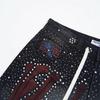 Mens Classic Loose Fit Denim Jeans With All-Over Print Rhinestone Embellishment Straight Cut Casual Streetwear