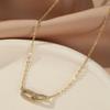 Gold Classy 14k Plated Copper U Shape Brooch Necklace For Everyday Fashion