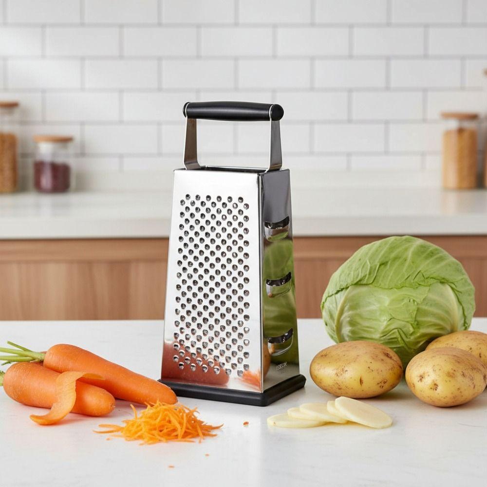 Stainless Steel 4-Sided Cheese Grater Tower Multifunctional Vegetable Shredder  Cooking