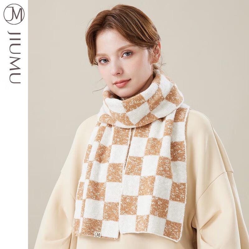 JIUMU Women's Plaid Wool Scarf