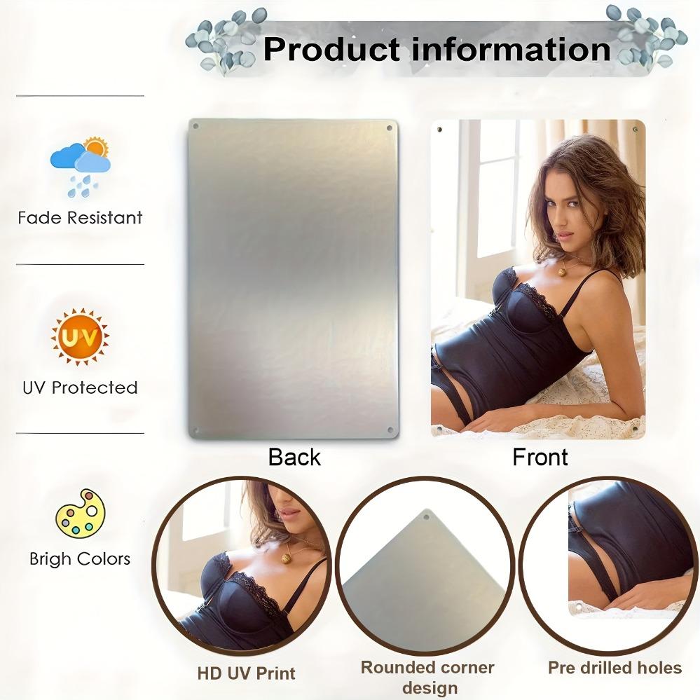 Irina Shayk Art Poster Aluminum Metal Sign - Floral Lace Classic Style Wall Decor Electric-Powered for Home Office