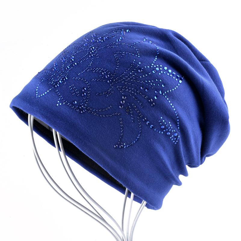 Gorro femenino, gorros de otoño e invierno, gorro de hip-hop, sombreros con diamantes de imitación de flores para mujer, gorros