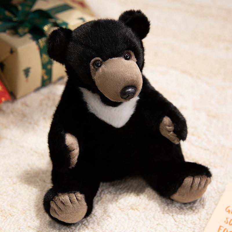 Simulation Panda / Black Bear Plush Toys Lifelike Stuffed Animal Baby Doll Kawaii Room Decoration Creative Birthday Xmas Gifts