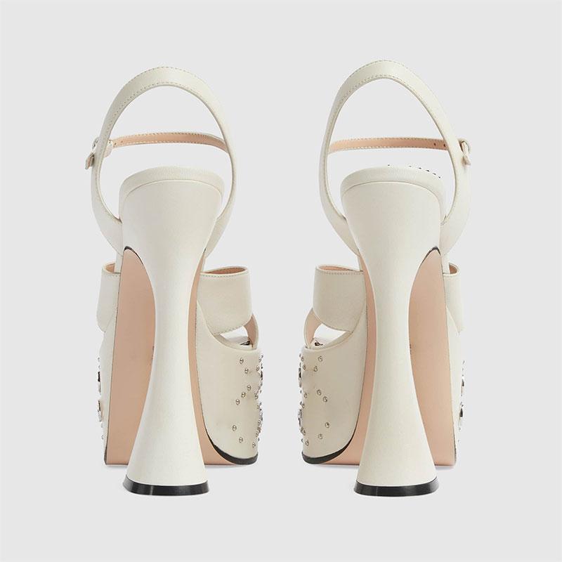 Fashion Fashionable White Black Buckle High Heel Sandals Summer Women's Sexy Waterproof Platform Nightclub Racing Women's Shoes 34-43