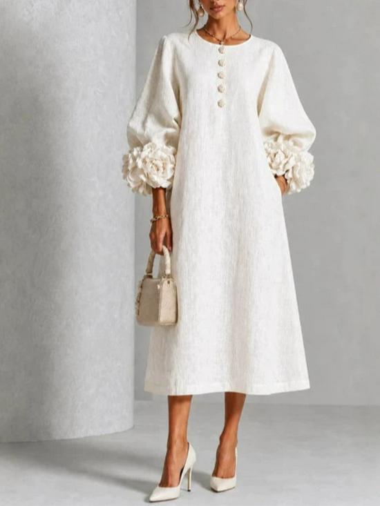 Abito Midi Floreale 3D a Girocollo Autunno 2026 da Donna