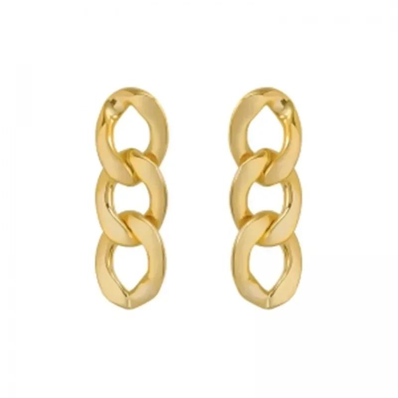 Personality Design Drop Dangle Earrings for Women Hip Hop Rock Jewelry New Charm Gold Color Stainless Steel Twist Stud Ear Gifts
