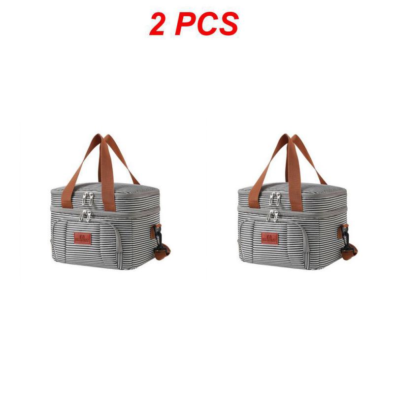 2PCS Picnic Bag Easy To Carry Portable Picnic Bag Navy Oxford Cloth Lunch Bag Storage Supplies Large Capacity Insulation Bag