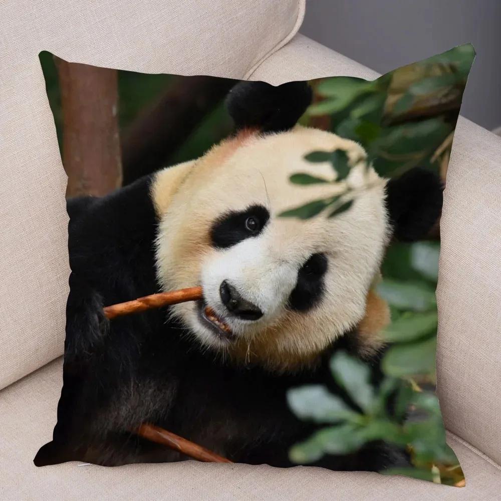 

Китайское национальное достояние, наволочка с изображением панды и животного, подходит для украшения дома, гостиной, дивана, спальни, наволочка для комнаты 50x50cm светло-серый