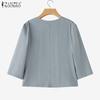 ZANZEA Women Casual V-Neck Solid Color Half Sleeve Blouse