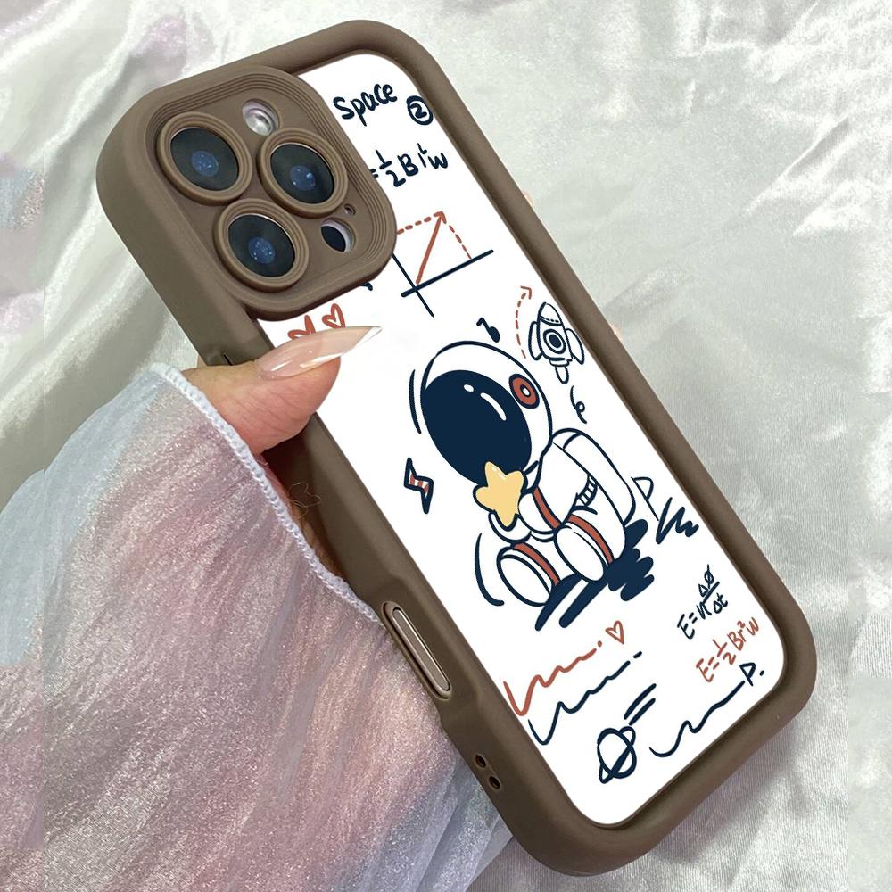 JT204 Cute Cartoon Astronaut for iPhone 17 16 15 14 Pro Max Samsung S26 S25 Ultra A17 A16 A07 A56 Xiaomi 15T Redmi 15c 14C Note 13 Soft TPU Case