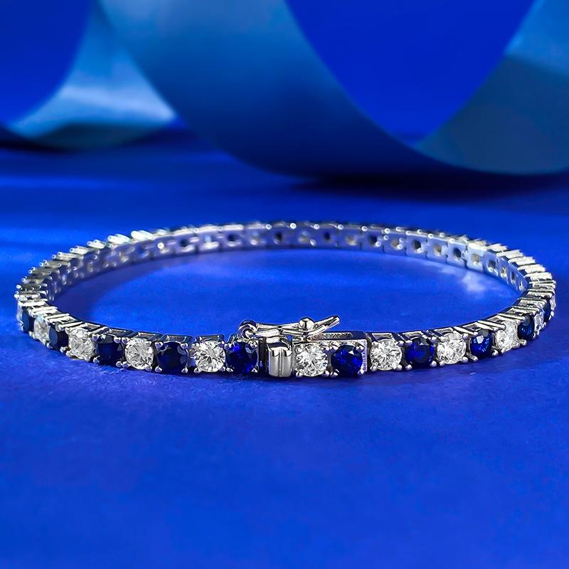 Pure Bracelet With Royal Blue Full Diamond Bracelet Mingyuan Style