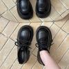 British Style Small Leather Shoes Women's 2025 Spring New Retro Japanese Thick-soled Heightening Lace-up Internet Celebrity Loafers